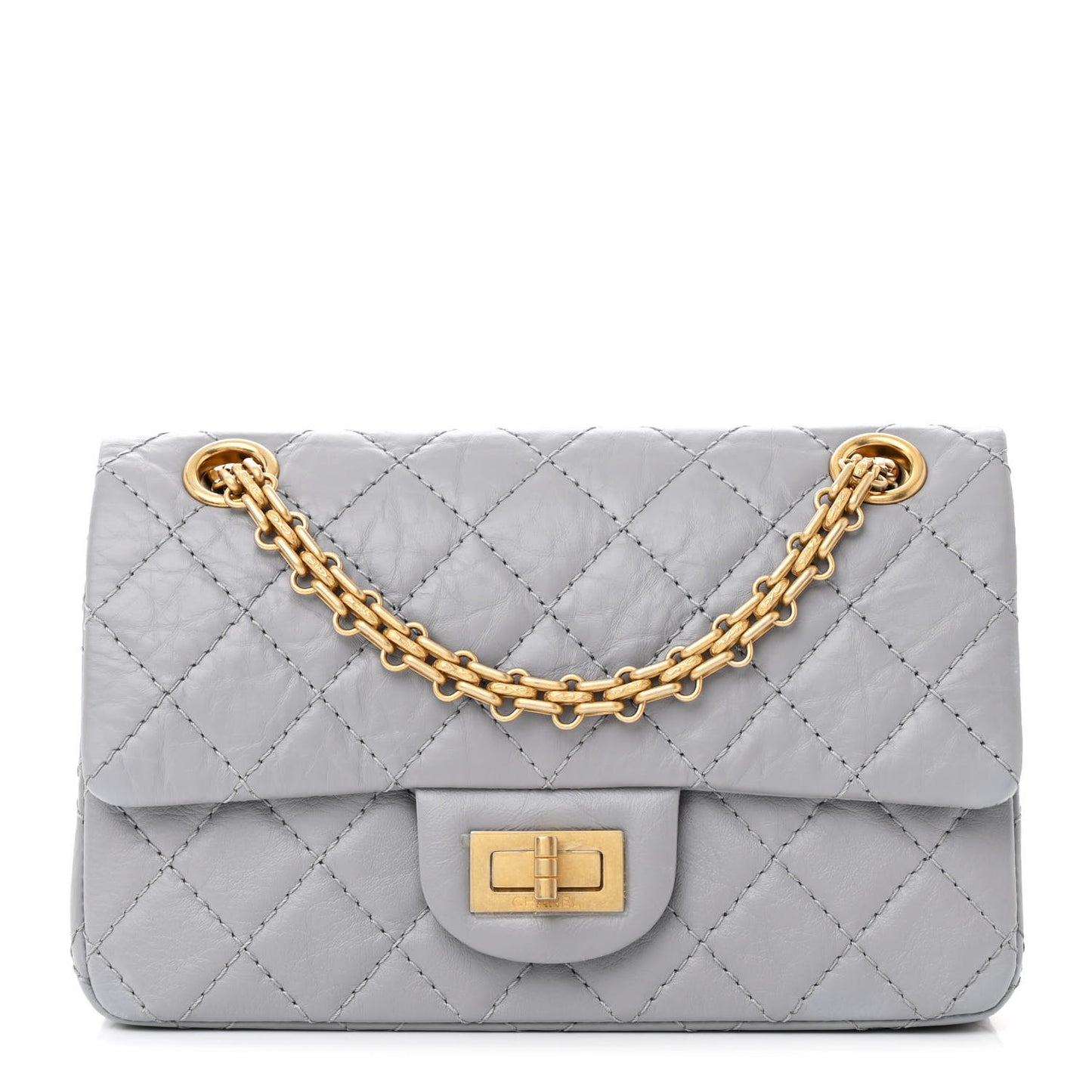 Aged Calfskin Quilted 2.55 Reissue Mini Flap Grey