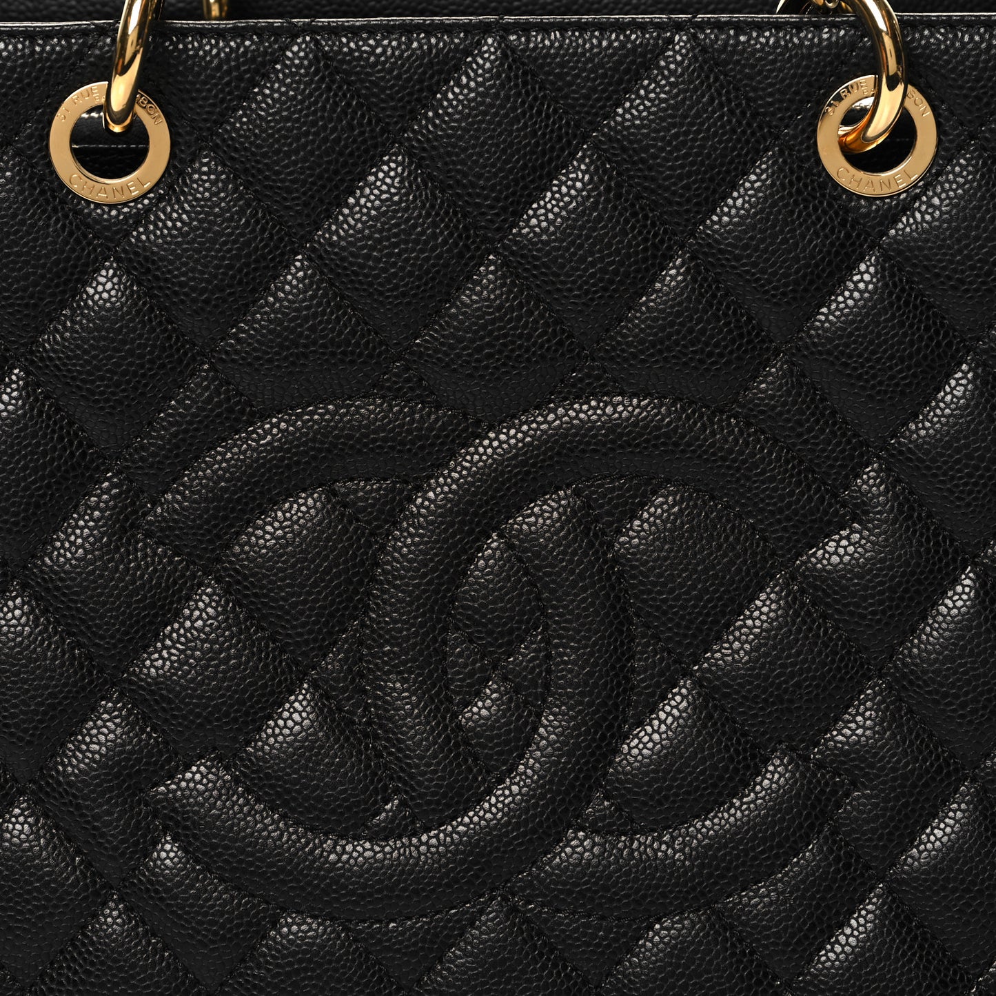 Caviar Quilted Grand Shopping Tote GST Black