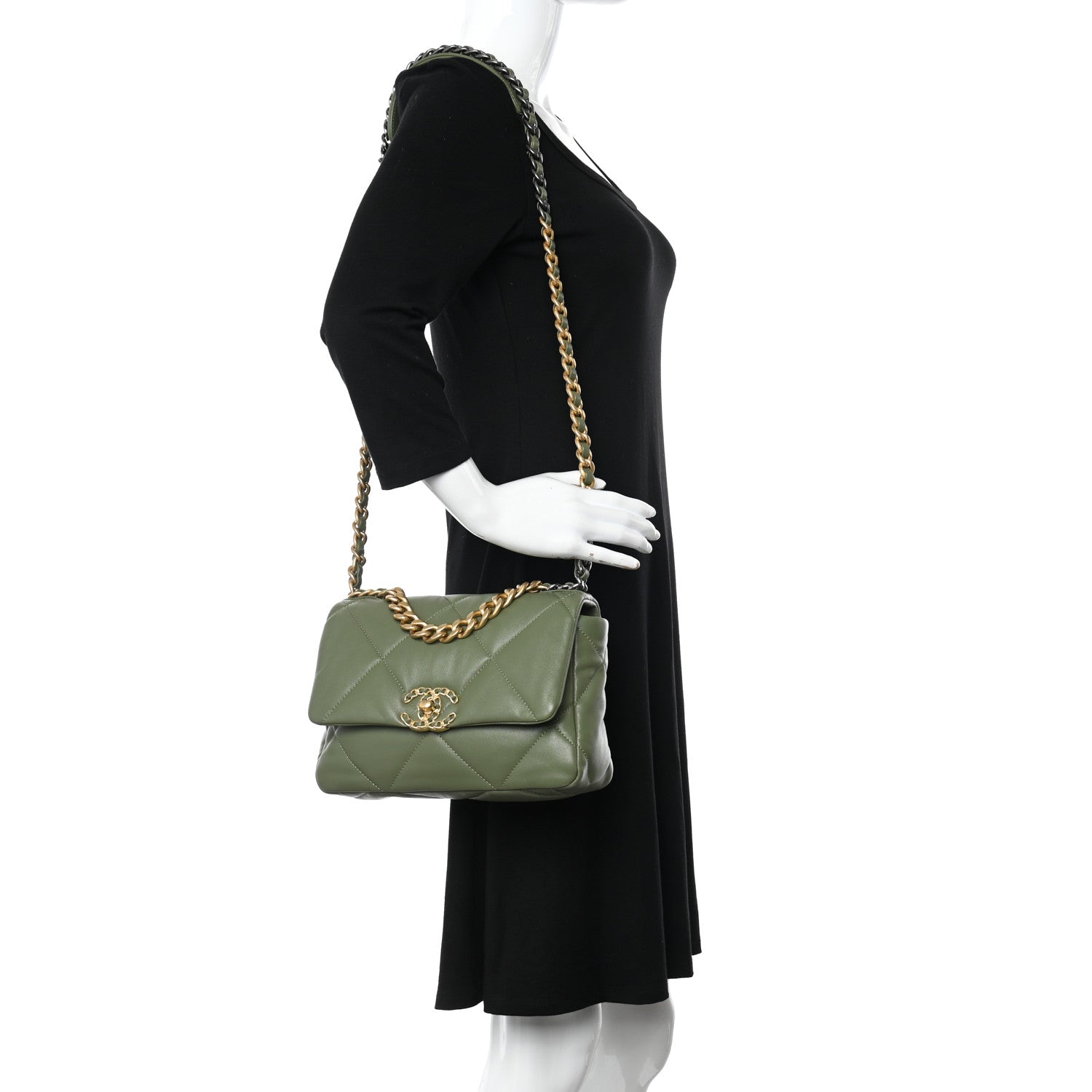 Chanel Lambskin Quilted Medium Chanel 19 Flap Green 2 of 11