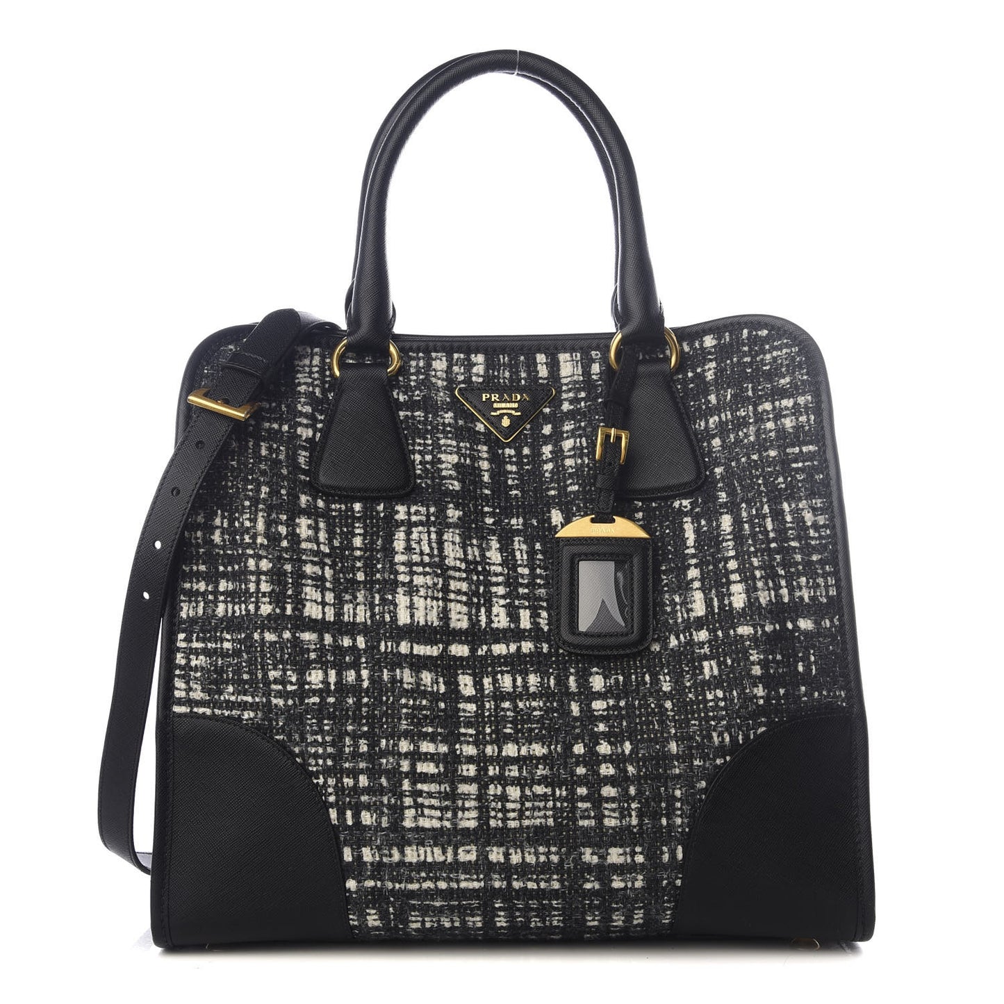 Tela Tweed Saffiano Tote Bag Black