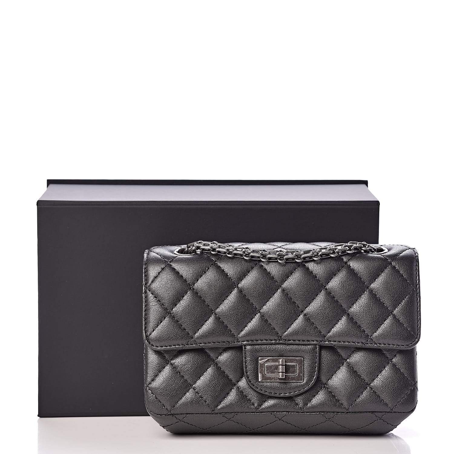 Chanel Sheepskin Quilted 2.55 Reissue Mini Flap Dark Grey 11 of 11