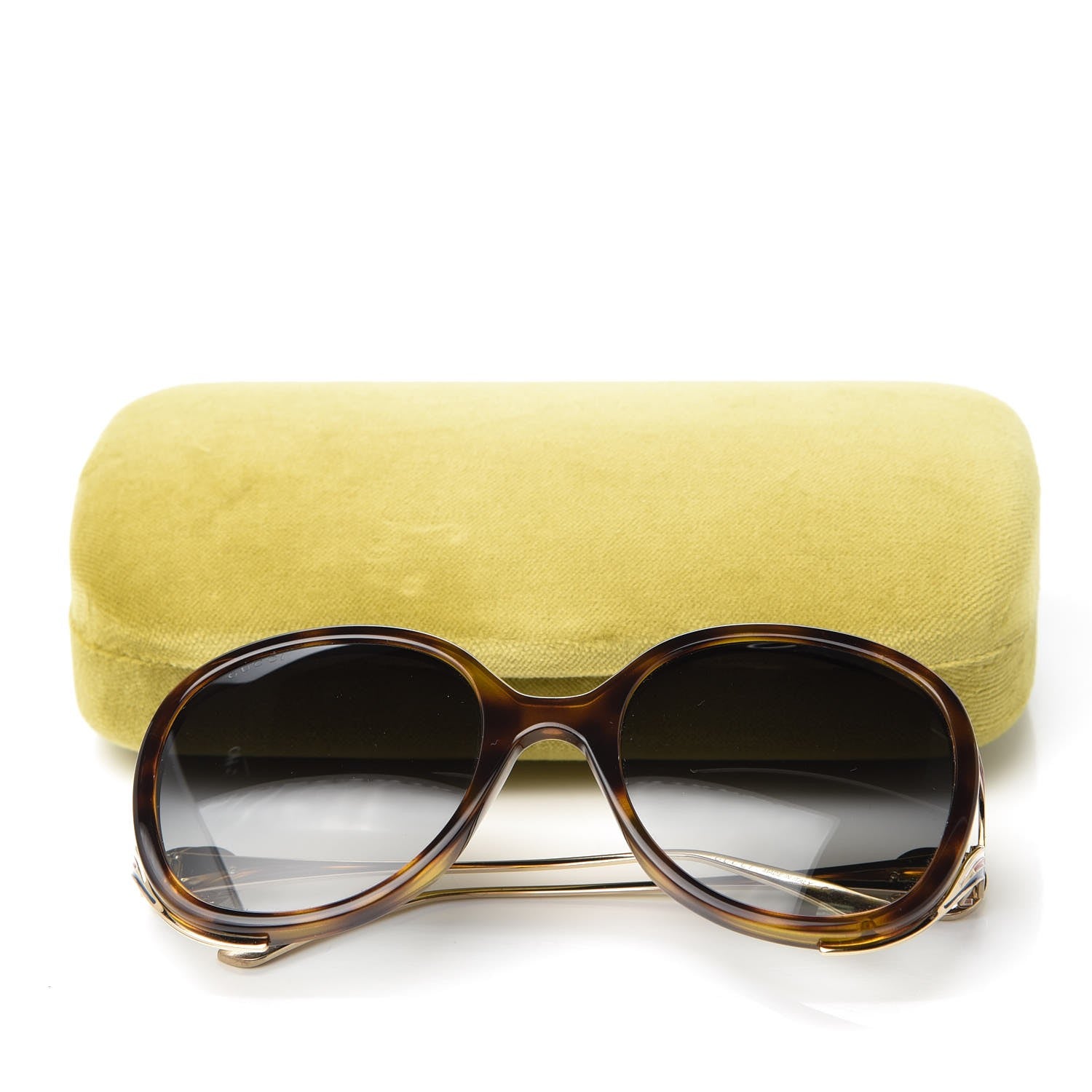 Gucci Round Frame Injected GG0226S Sunglasses Tortoise 8 of 8