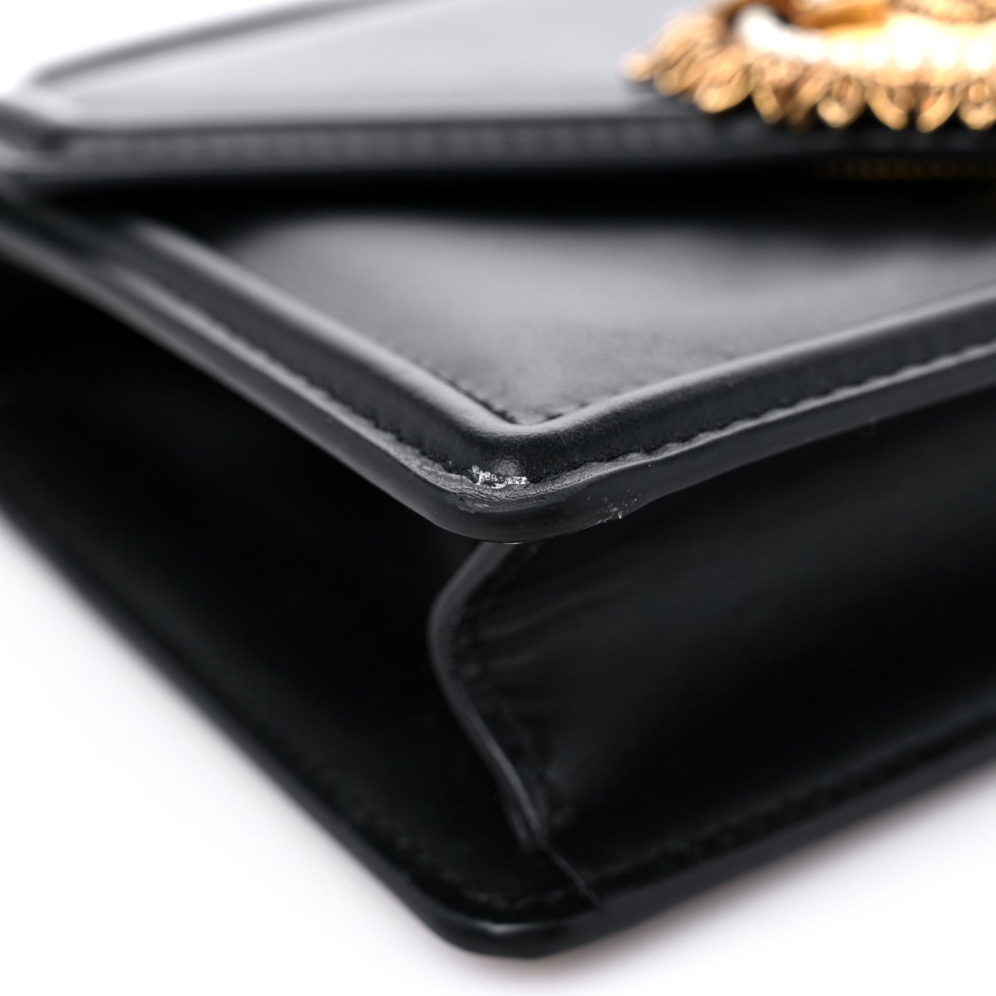 Smooth Calfskin Small Devotion Envelope Top Handle Bag Black