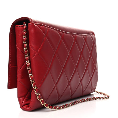 Chanel Lambskin Quilted Retro Label Clutch Red 3 of 12