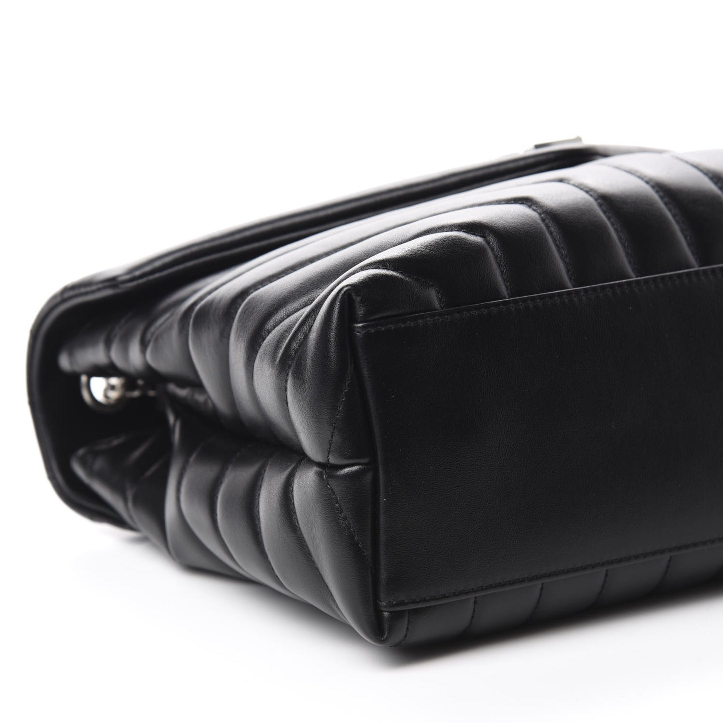 Calfskin Y Quilted Monogram Medium Loulou Chain Satchel Black