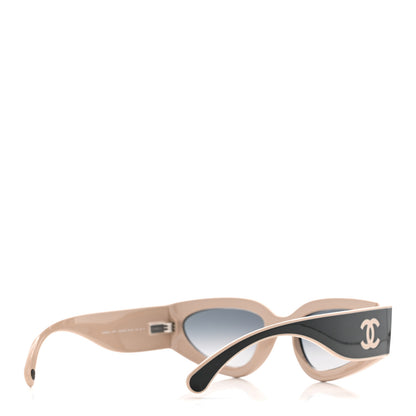 Chanel Acetate Cat Eye Sunglasses 6056 Black Beige 4 of 9