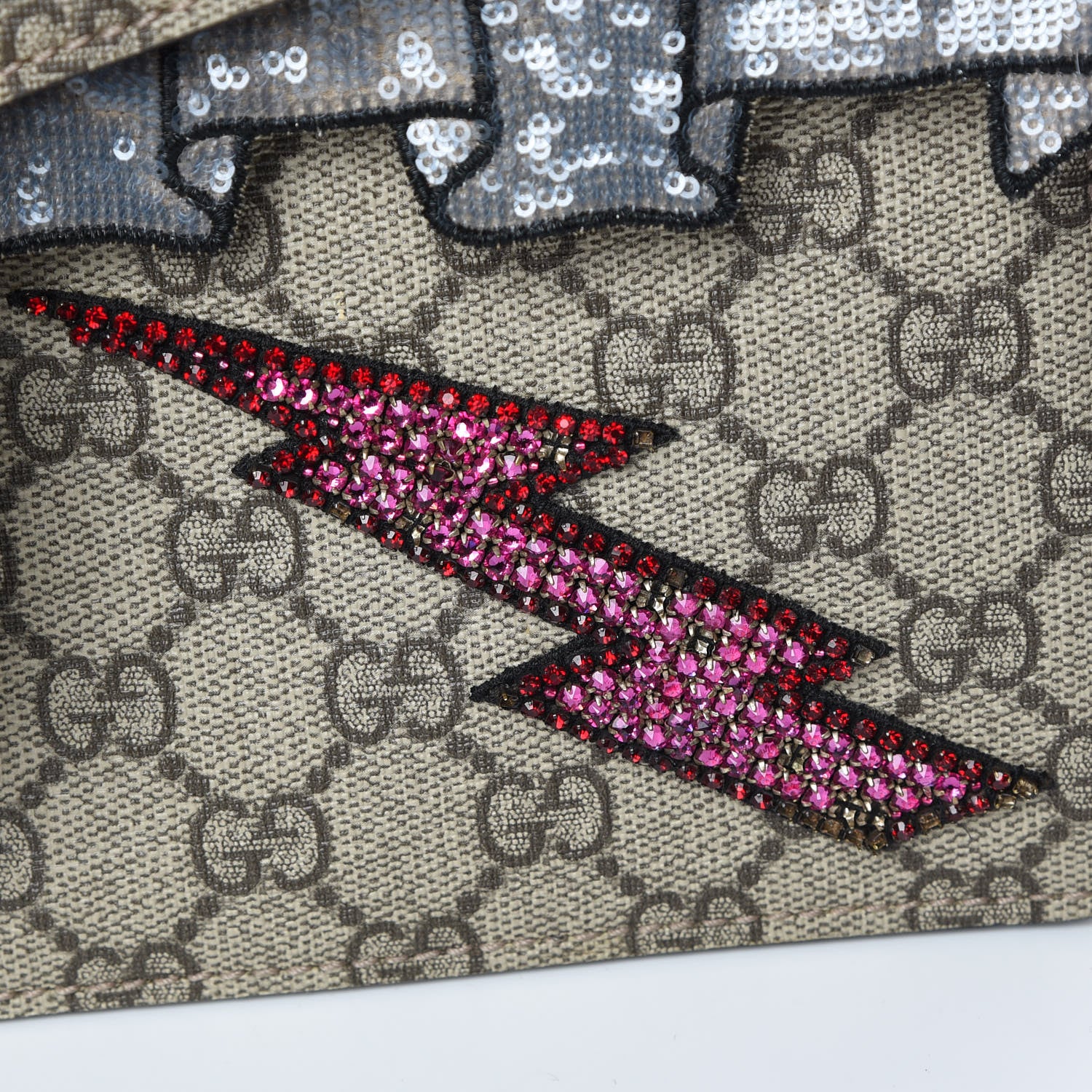Gucci GG Supreme Monogram Lightning Embroidered Medium Dionysus Shoulder Bag Beige 12 of 18
