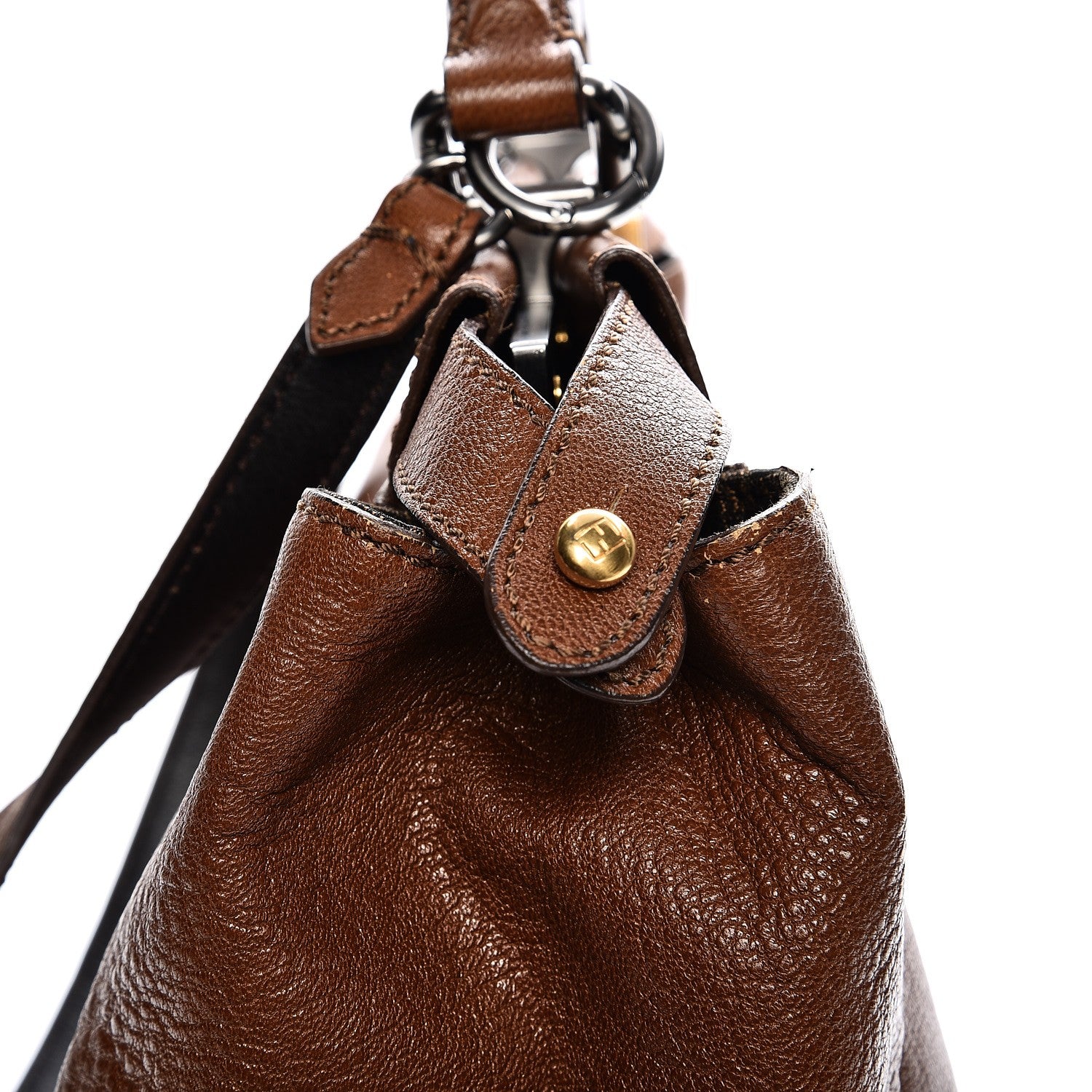 Fendi Goatskin Zucca Large Peekaboo Iconic Satchel Cuoio Tobacco Moro 15 of 16