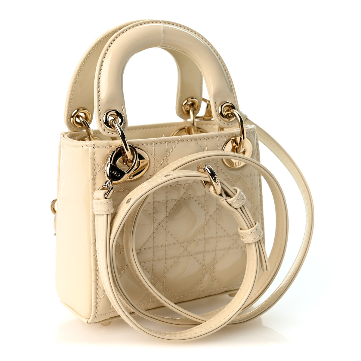 Patent Cannage Micro Lady Dior White