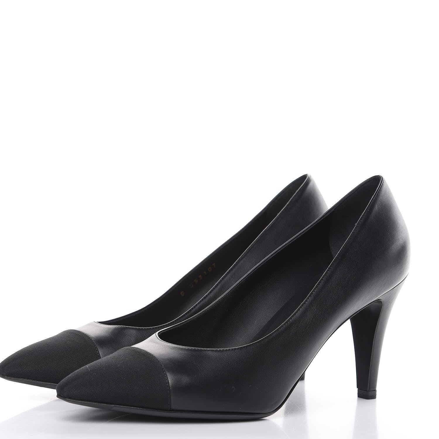 Chanel Lambskin Grosgrain Cap Toe Pumps 40 Black 3 of 9
