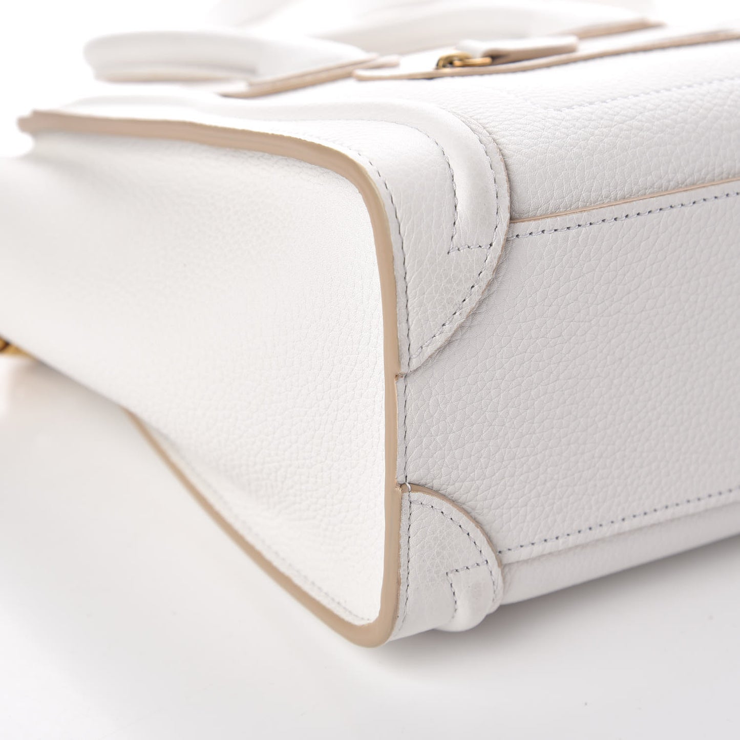 Drummed Calfskin Nano Luggage White