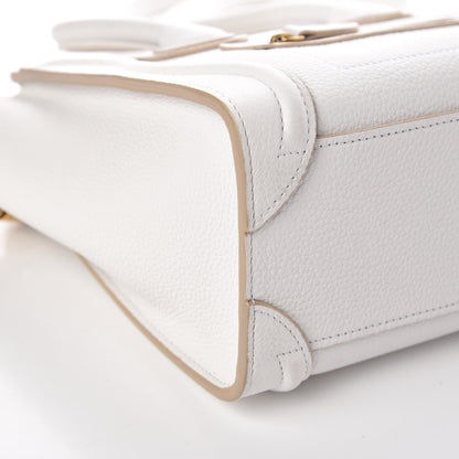 Celine Drummed Calfskin Nano Luggage White 9 of 10