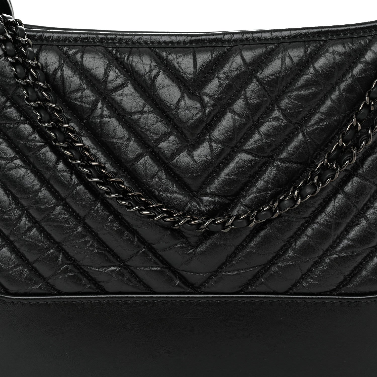 Chanel Aged Calfskin Chevron Quilted Medium Gabrielle Hobo So Black 8 of 10