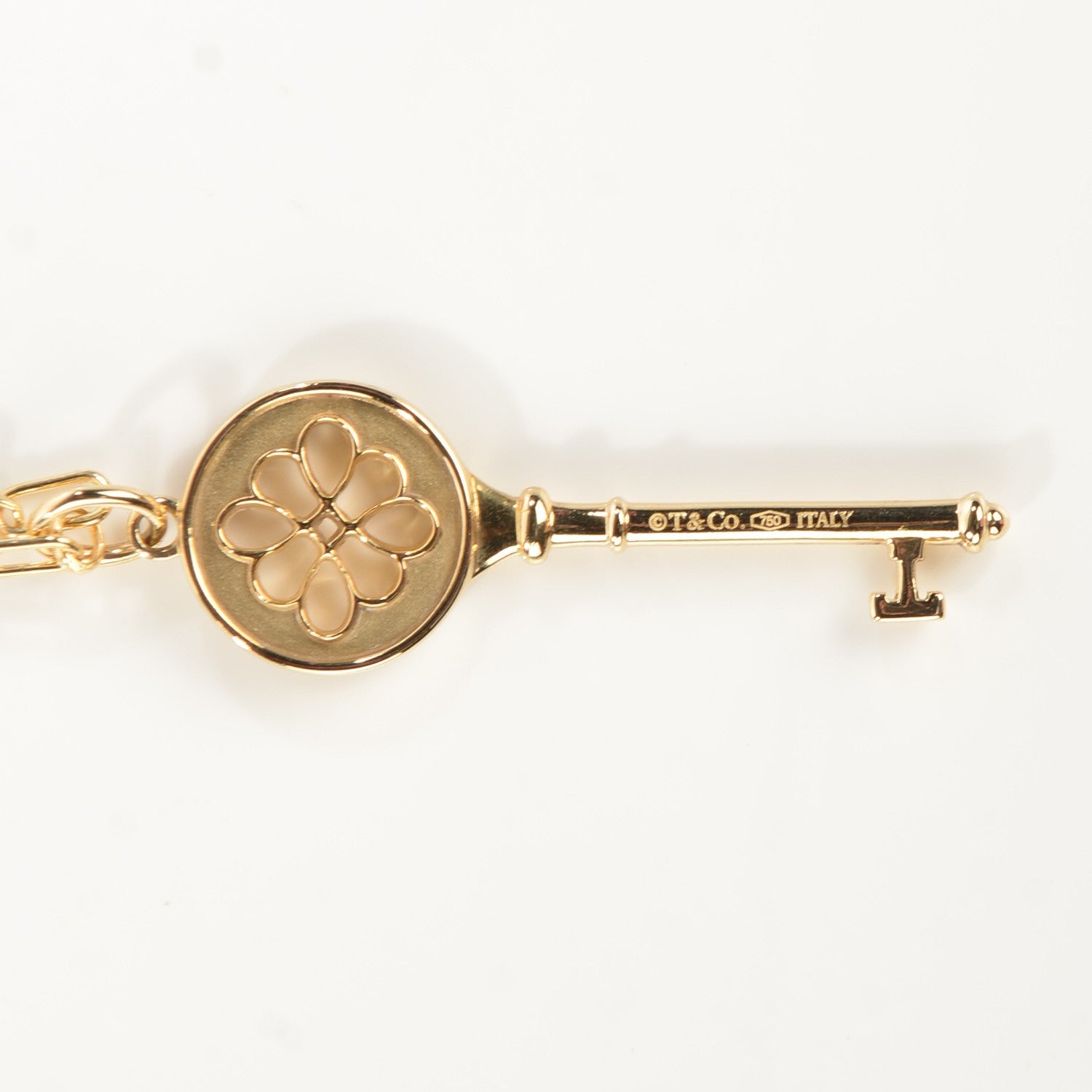 Tiffany 18K Yellow Gold Petals Key Pendant Necklace 5 of 7