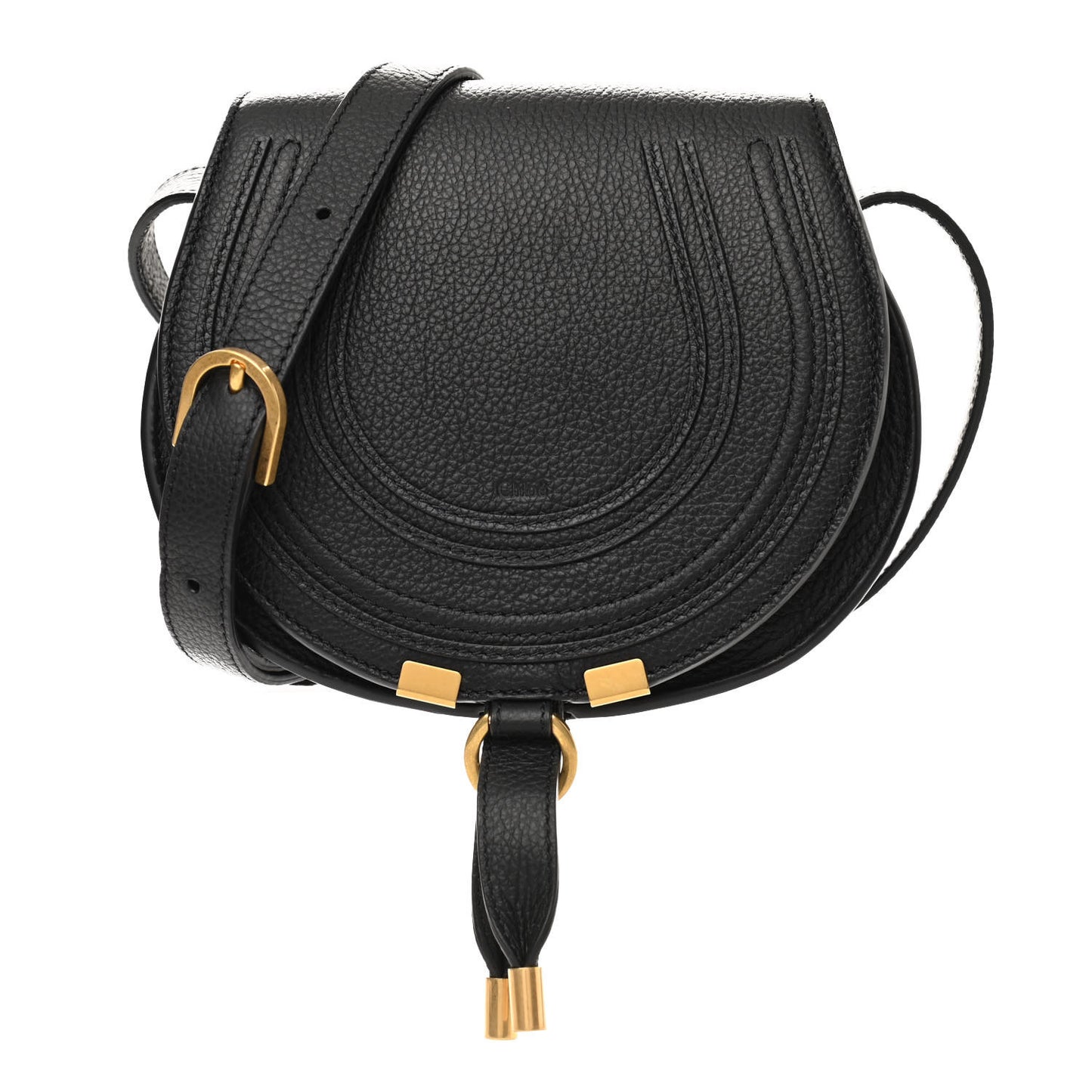 Calfskin Mini Marcie Round Crossbody Bag Black