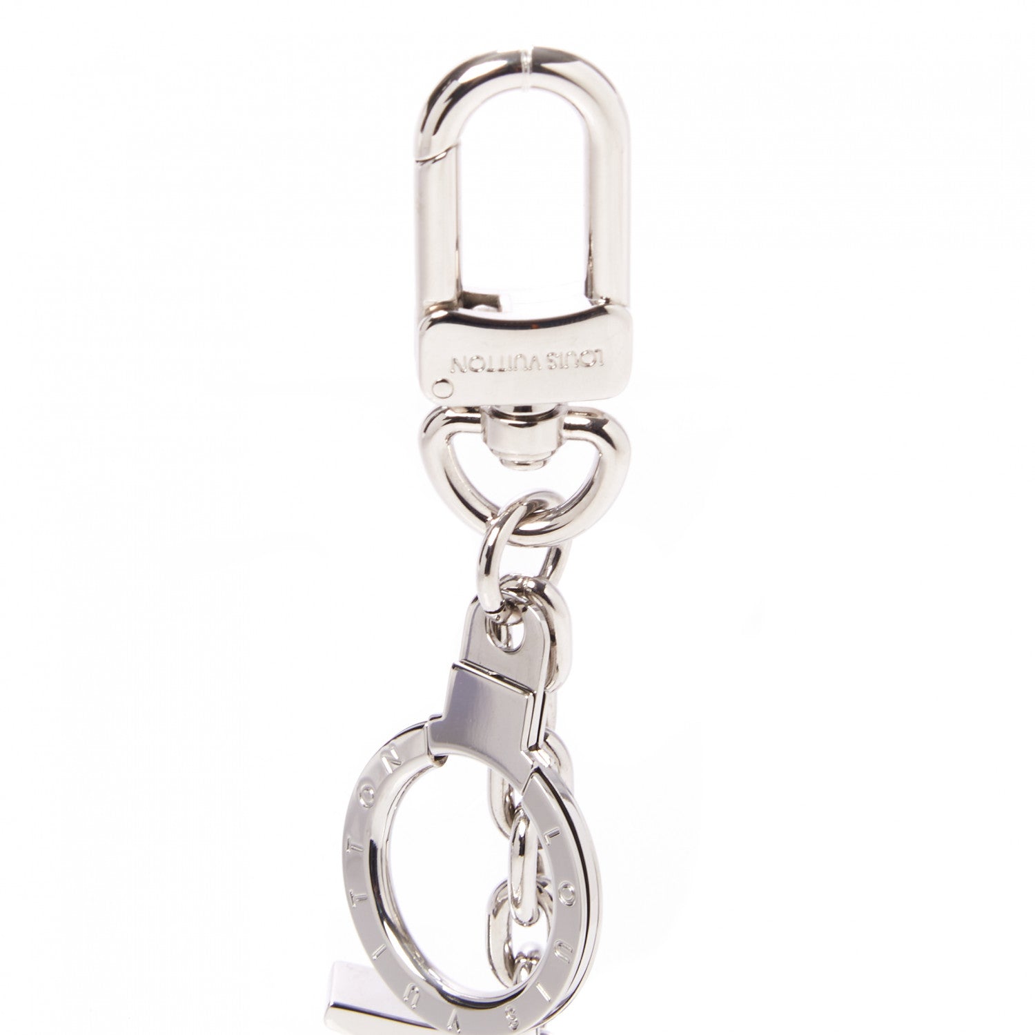 Louis Vuitton Metal Palladiium Finish LV Initiales Bag Charm Key Holder Silver 2 of 6