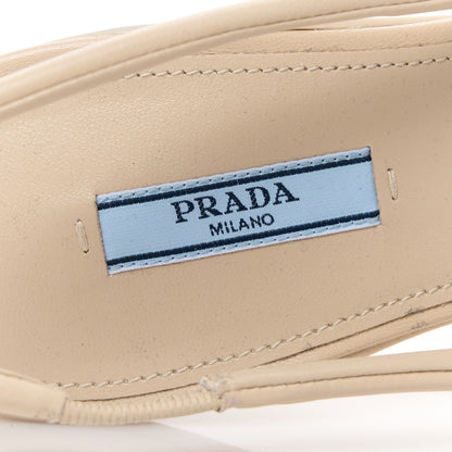 Prada Spazzolato Triangle Logo Pointed Toe 45mm Slingback Pumps 36 Deserto 7 of 15