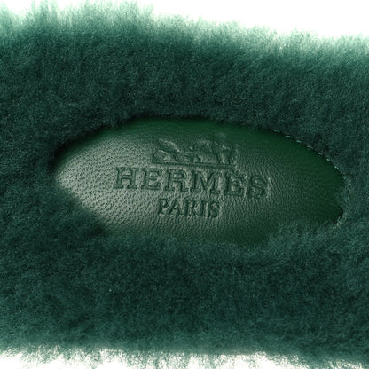Hermes Woolskin Oran Sandals 37 Vert Anglais 7 of 8