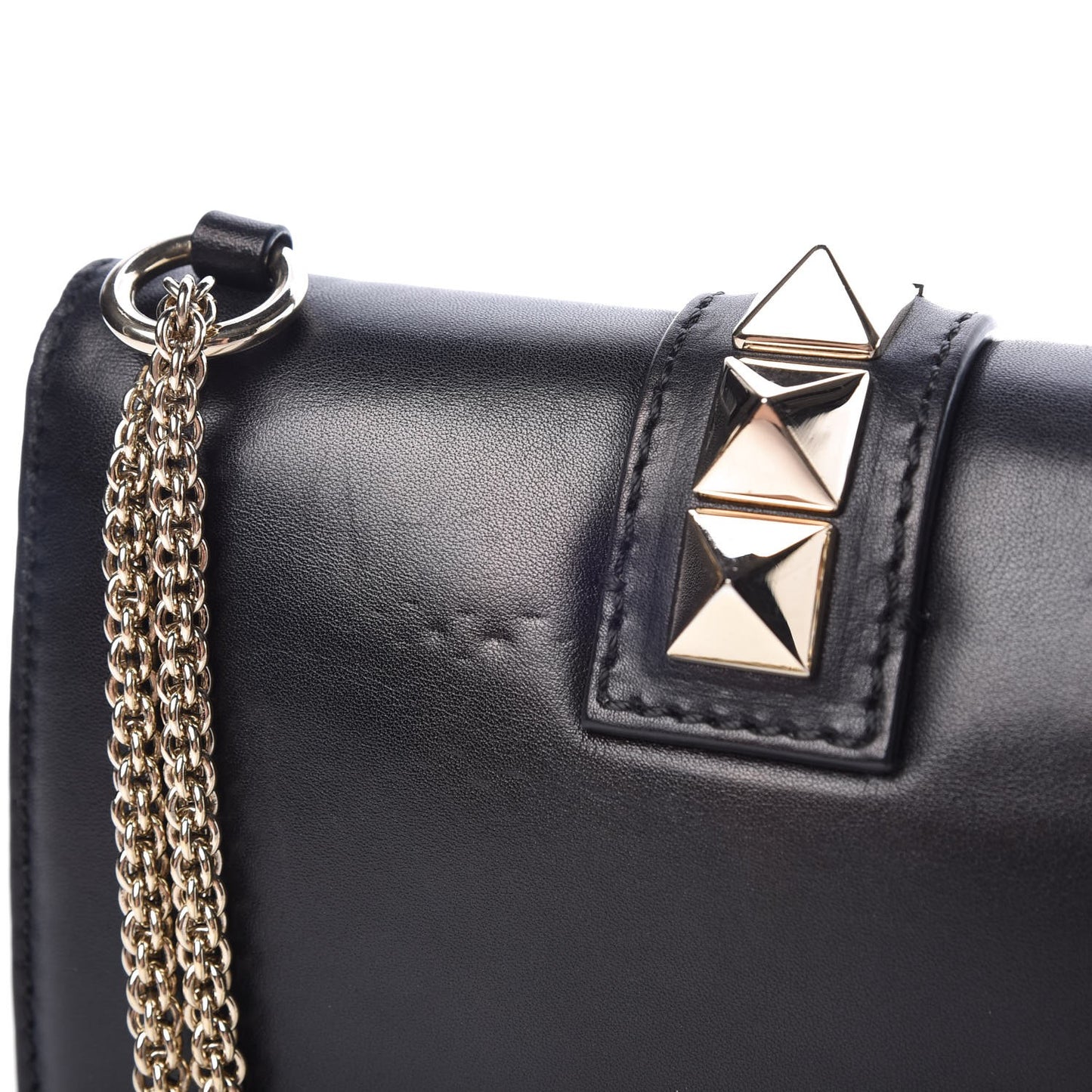 Vitello Small Glam Lock Rockstud Flap Black