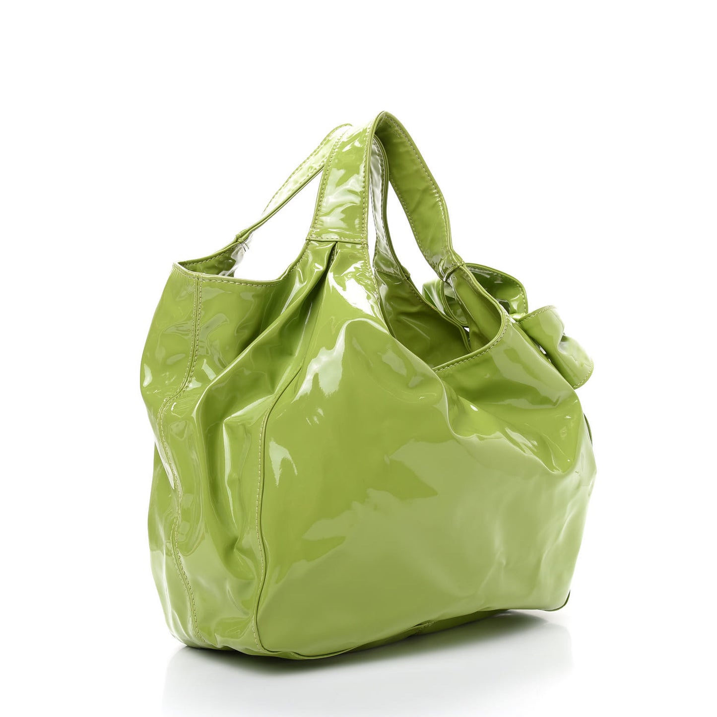 Patent Lacca Small Nuage Bow Hobo Green