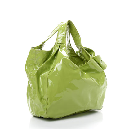 Valentino Garavani Patent Lacca Small Nuage Bow Hobo Green 3 of 9