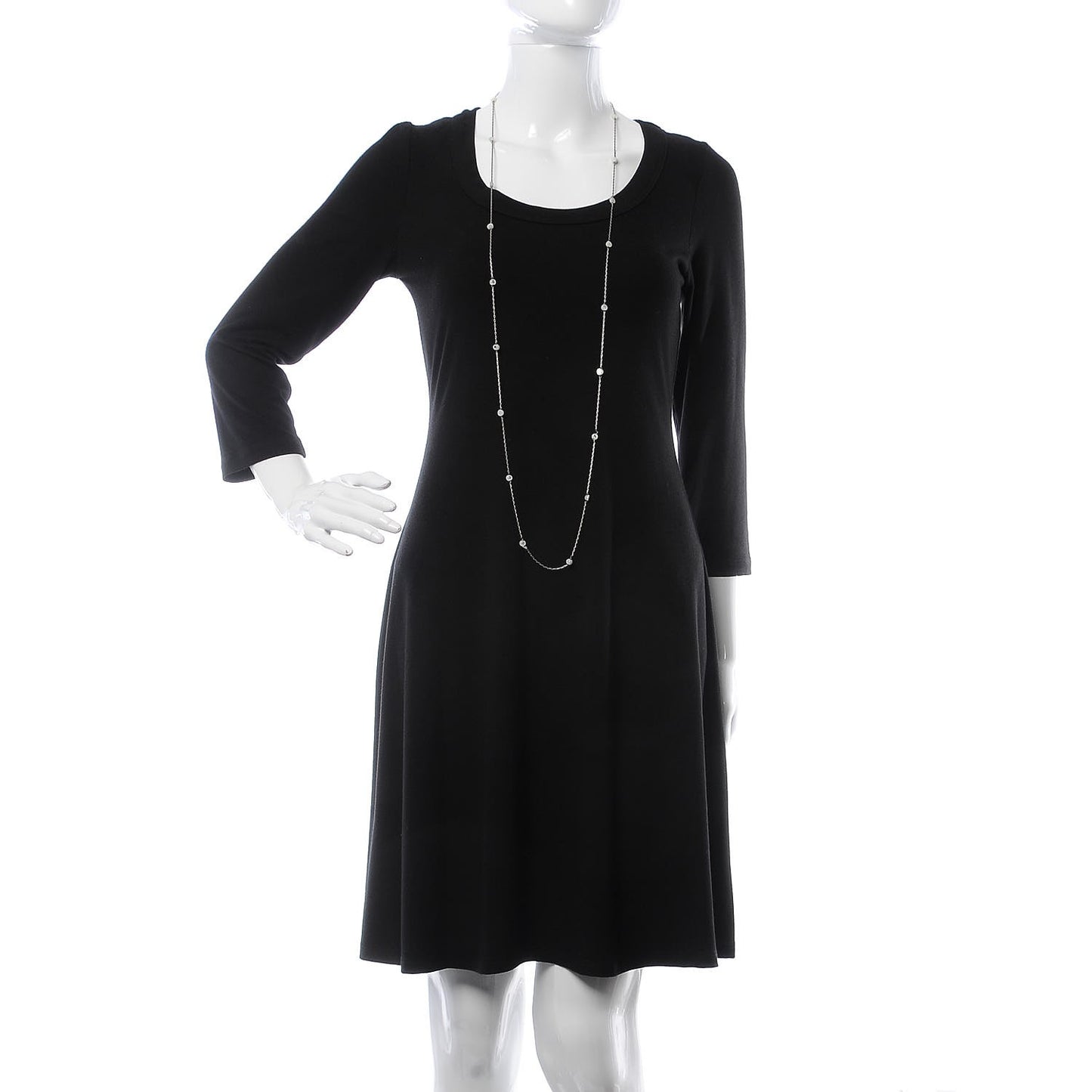 Pearl Beaded CC Long Necklace Silver