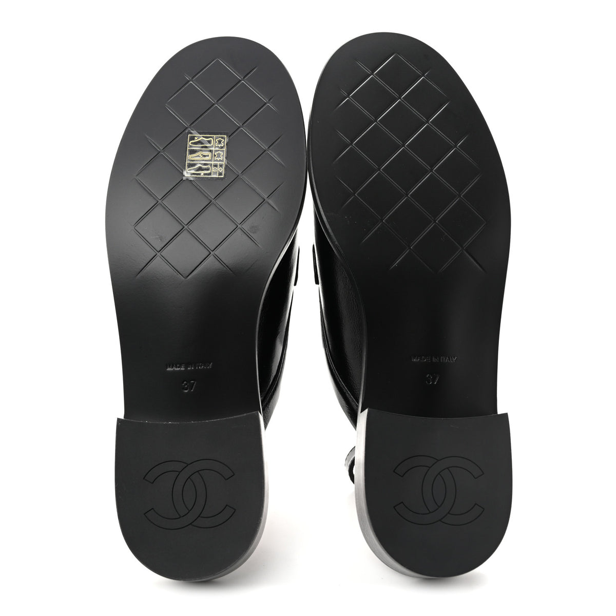 Chanel Glazed Calfskin CC Slingback Flats 37 Black 6 of 10