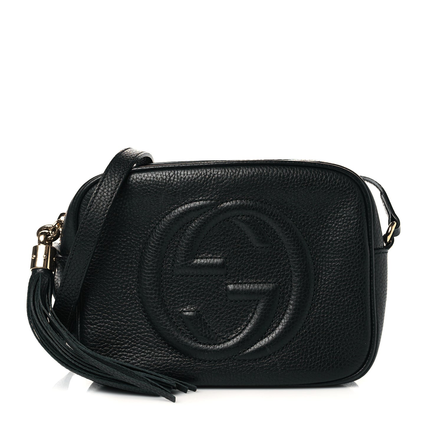 Pebbled Calfskin Small Soho Disco Bag Black