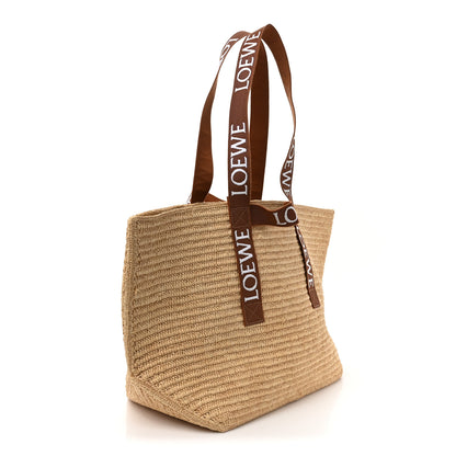 Loewe Raffia Paulas Ibiza Fold Shopper Tote Natural Tan 3 of 12