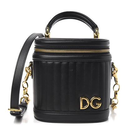 Dolce & Gabbana Nappa Quilted DG Girls Top Handle Bucket Bag Black 1 of 10