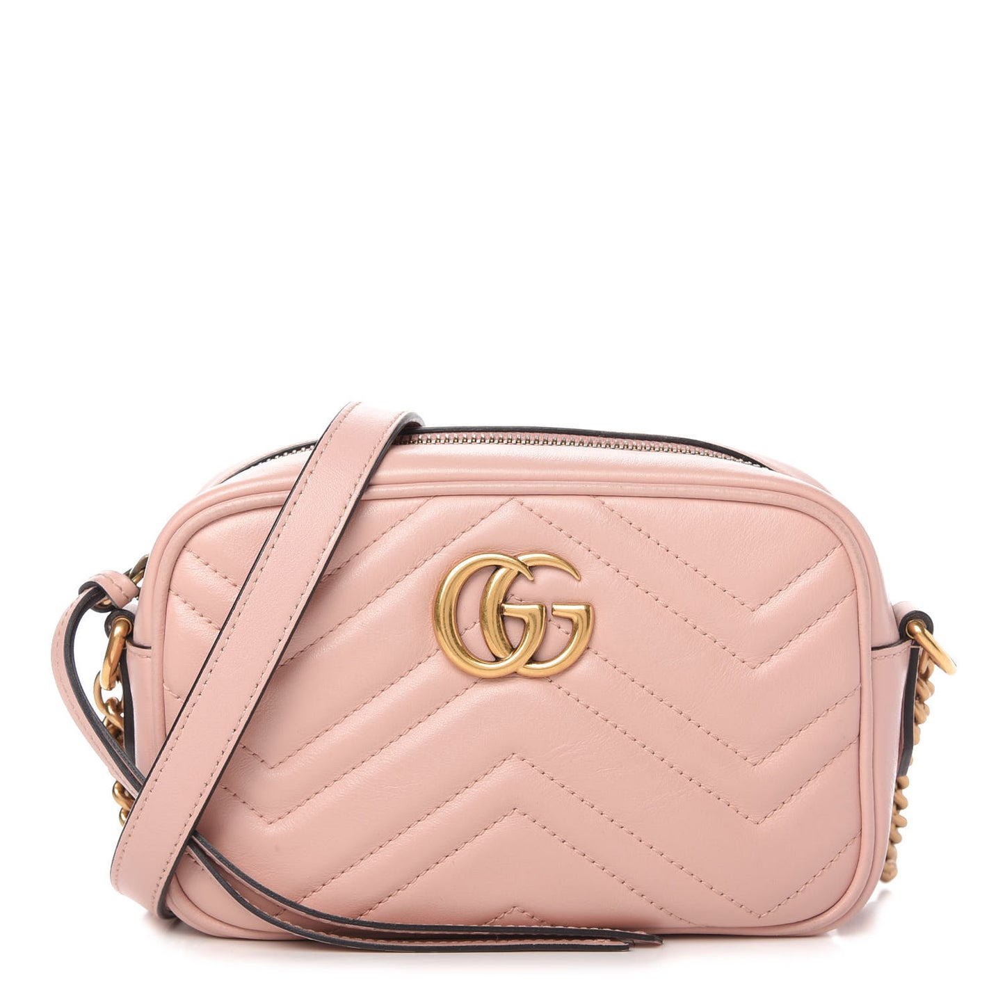 Calfskin Matelasse Mini GG Marmont Chain Shoulder Bag Perfect Pink