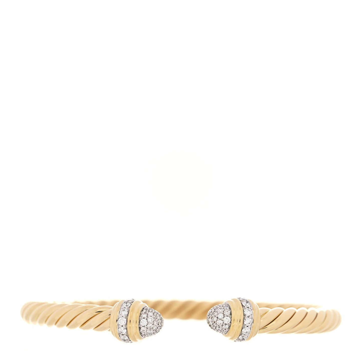 18K Yellow Gold Pave Diamond 5mm Cable Bracelet