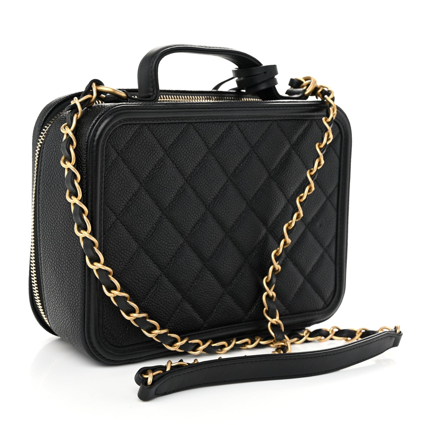 Caviar Quilted Medium CC Filigree Vanity Case Black
