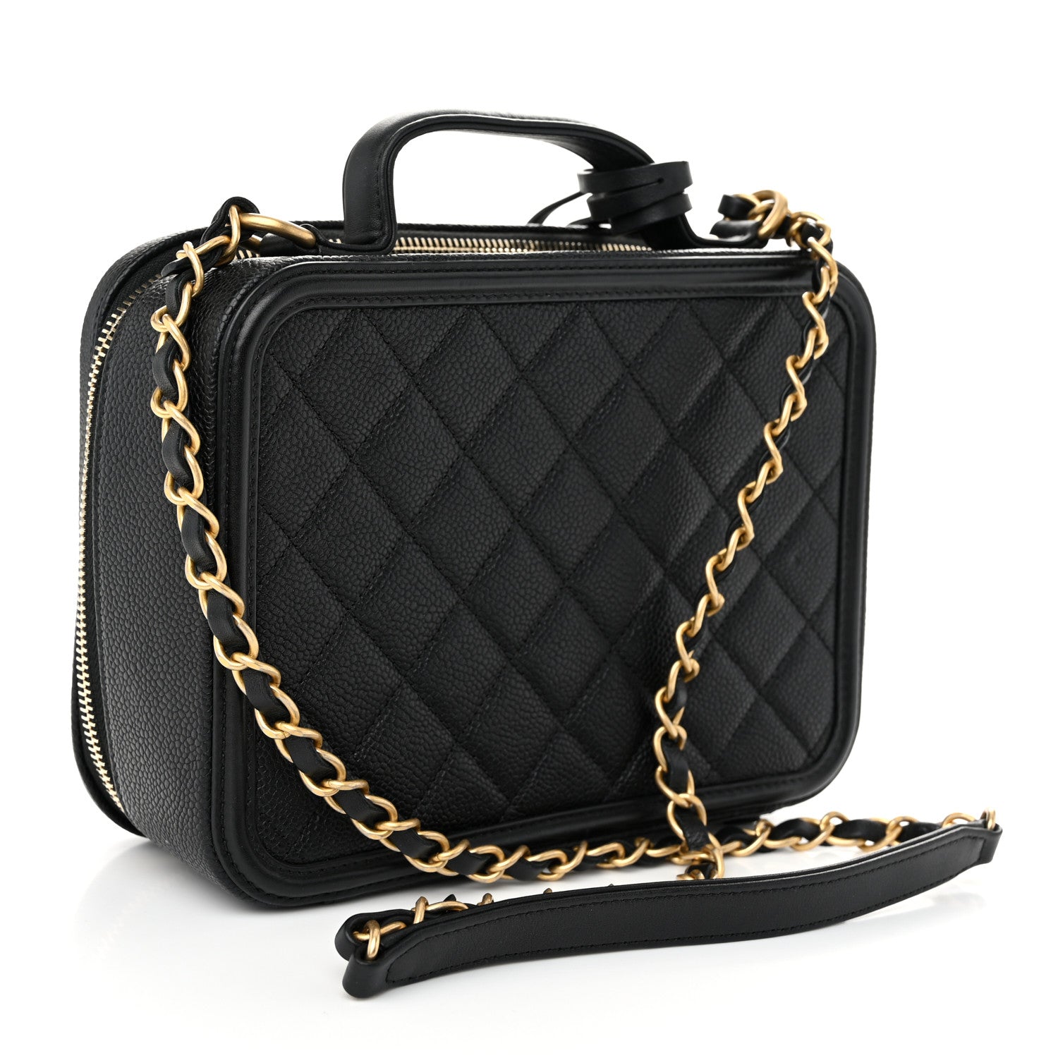 Chanel Caviar Quilted Medium CC Filigree Vanity Case Black 3 of 10