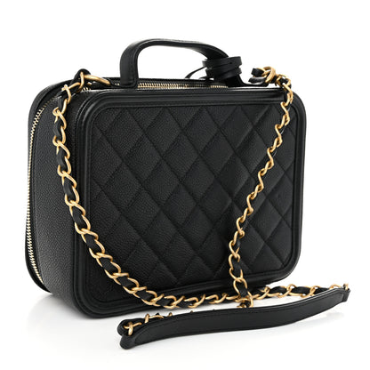 Chanel Caviar Quilted Medium CC Filigree Vanity Case Black 3 of 10