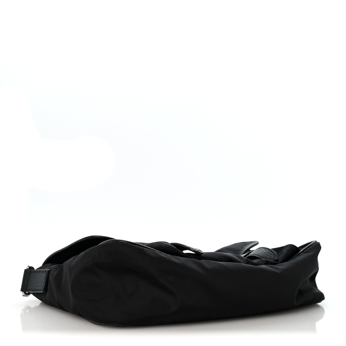 Nylon Monogram Double Buckle Flap Messenger Bag Black