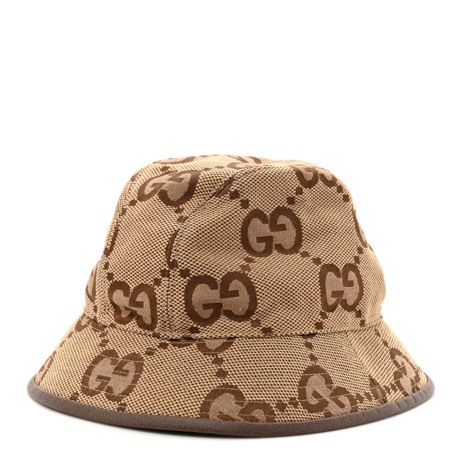 Gucci Monogram Jumbo GG Bucket Hat M Camel Ebony New Acero 1 of 8