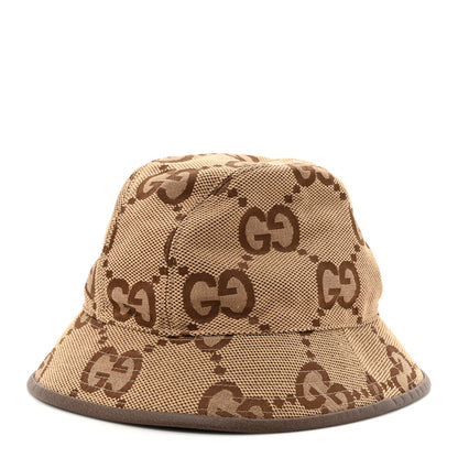Gucci Monogram Jumbo GG Bucket Hat M Camel Ebony New Acero 1 of 8