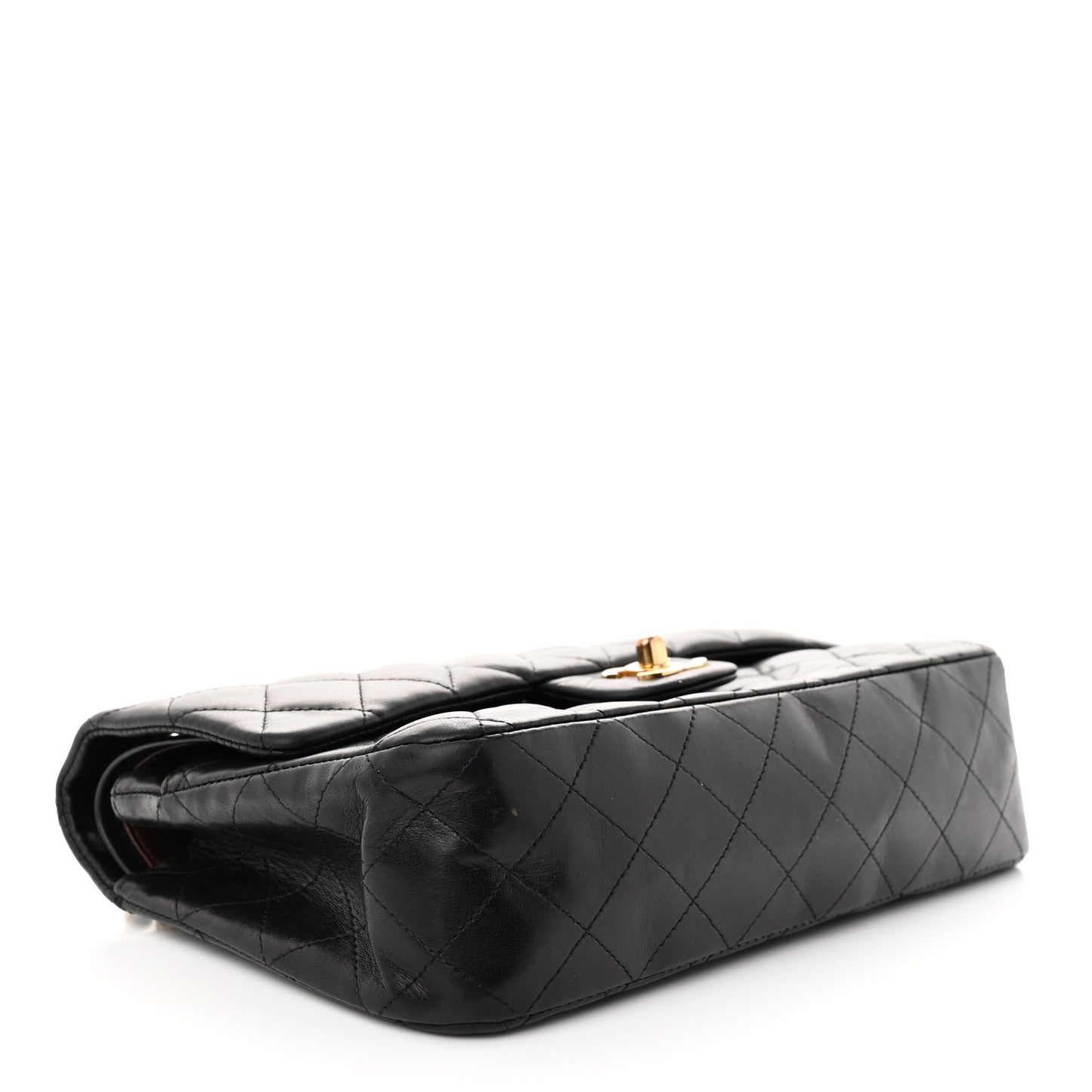 Lambskin Quilted Medium Double Flap Black