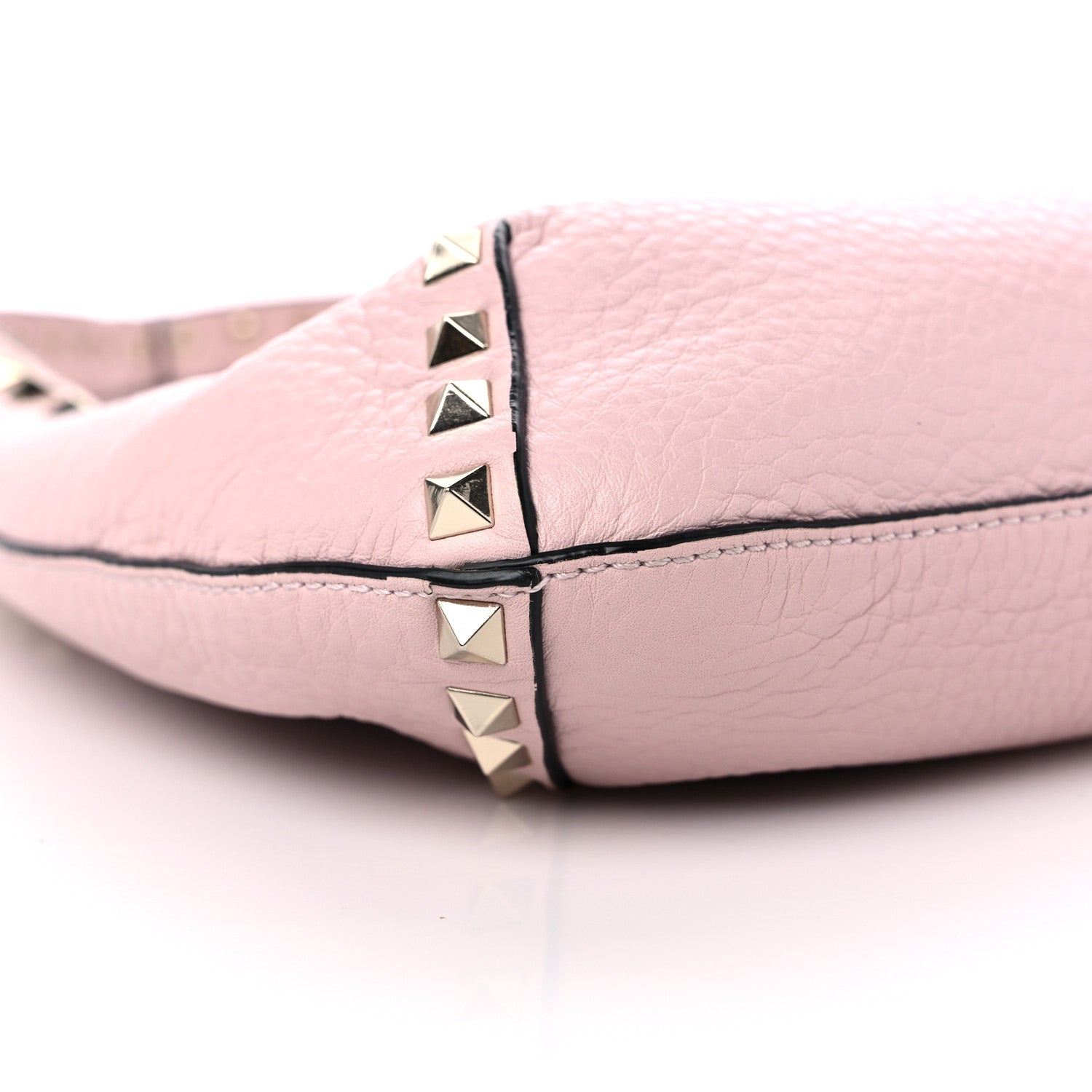 Valentino Garavani Pebbled Calfskin Small Rockstud Flip Lock Hobo Light Pink 7 of 9