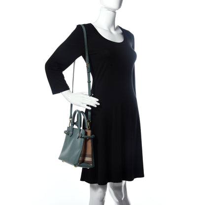 Burberry Grainy Calfskin House Check Small Banner Tote Smokey Green 2 of 12