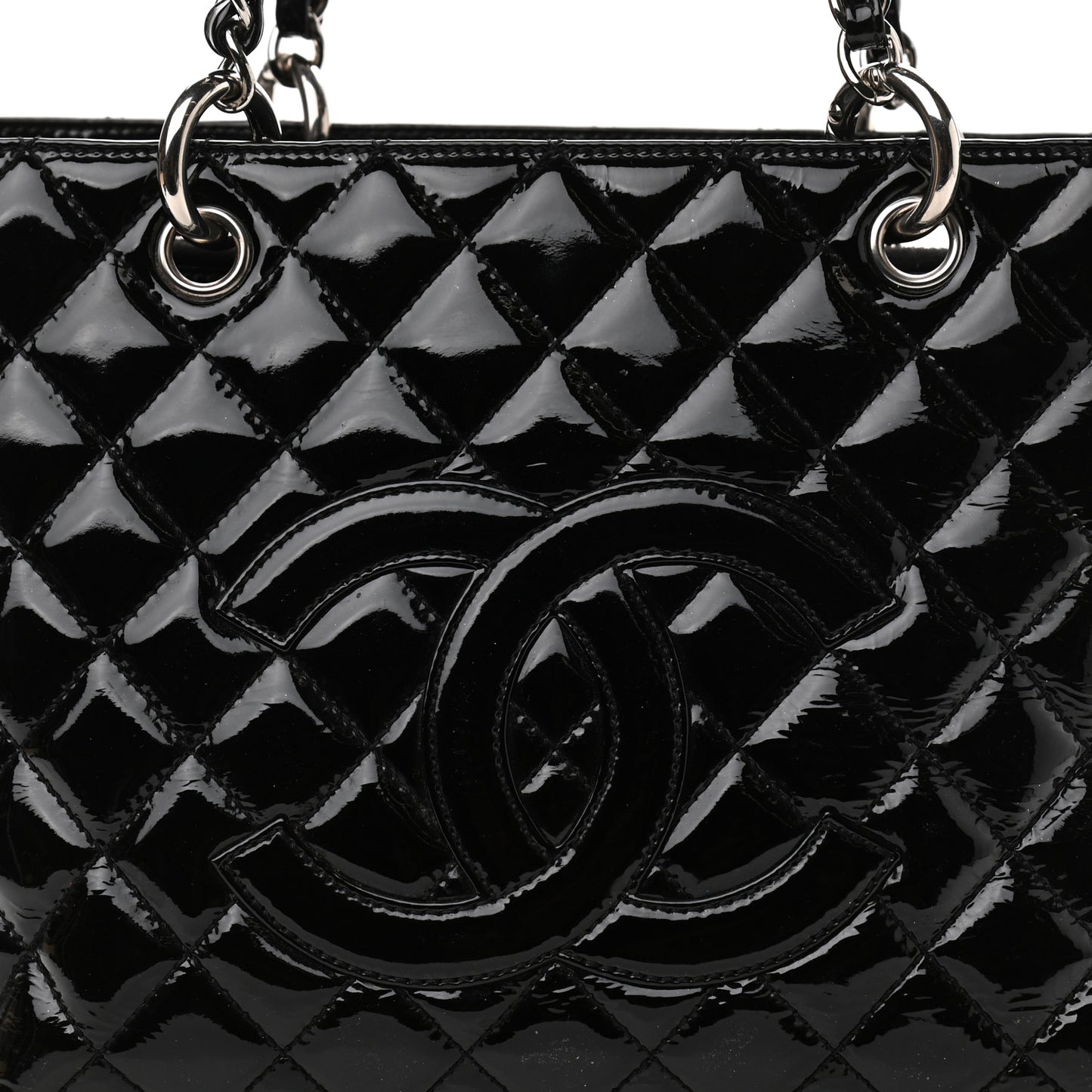 Patent Quilted Grand Shopping Tote GST Black