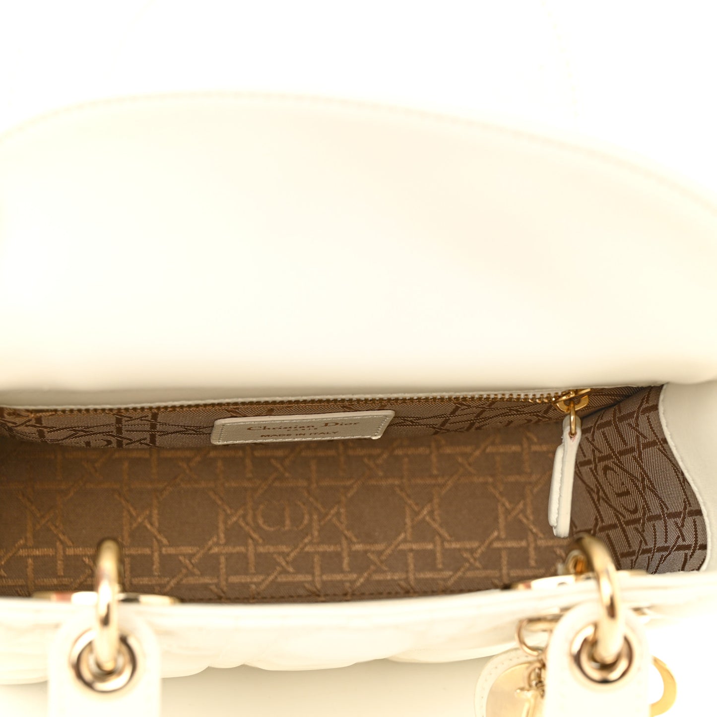 Lambskin Cannage Small My ABCDior Lady Dior White