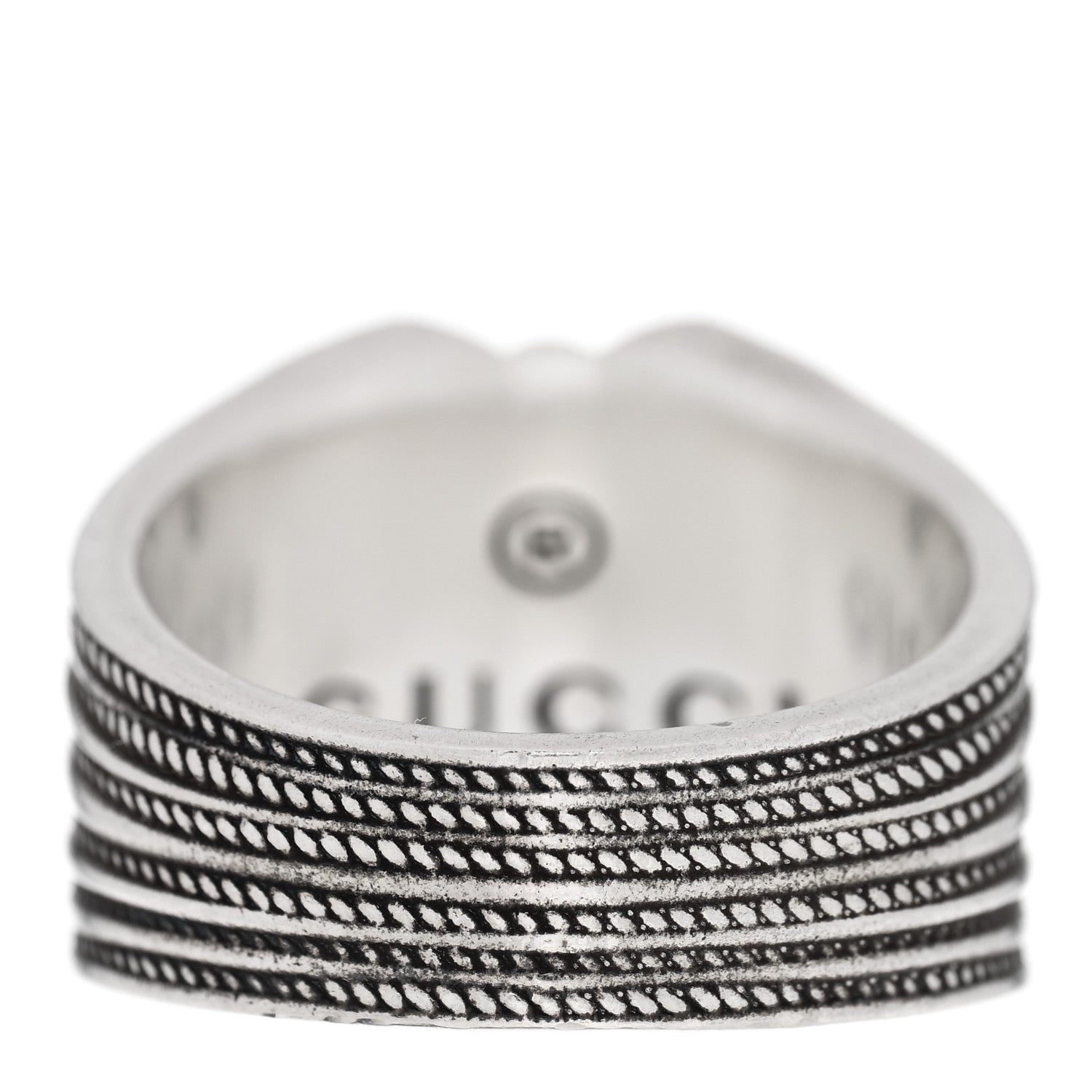 Gucci Sterling Silver Resin Heart Ring 62 10 Black 3 of 4