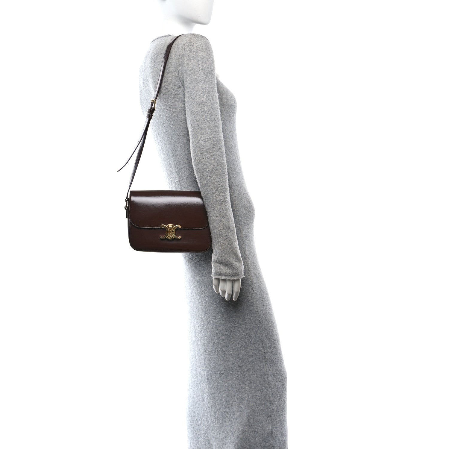 Celine Shiny Calfskin Teen Triomphe Brown 2 of 10