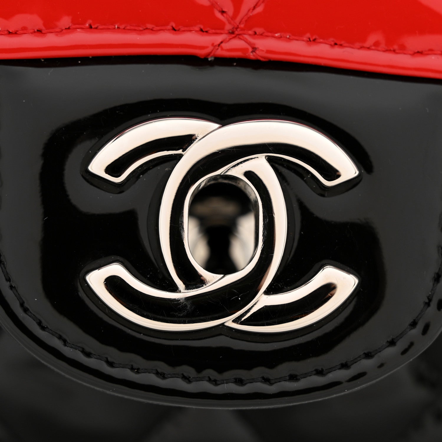 Chanel Patent Calfskin Quilted Bi-Color Mini Rectangular Flap Red Black 12 of 14