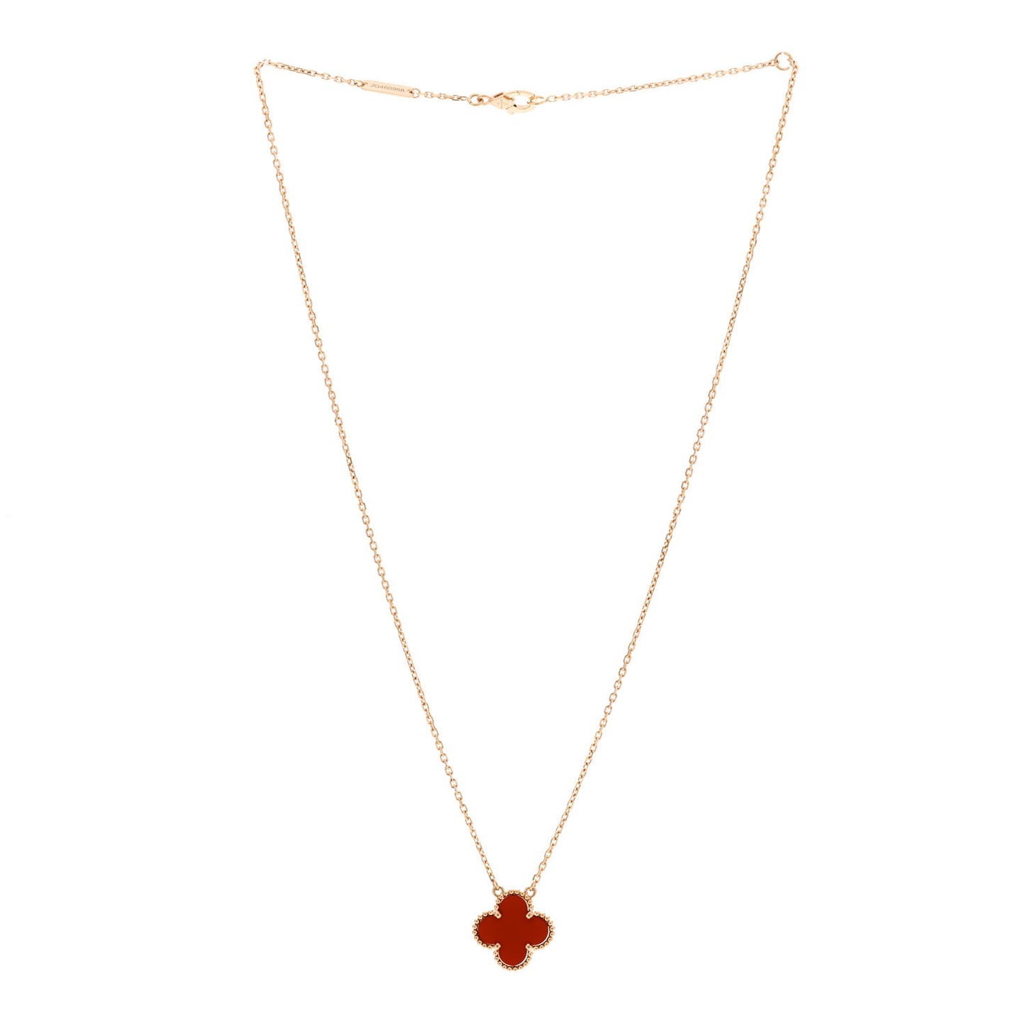 18K Yellow Gold Carnelian Vintage Alhambra Pendant Necklace