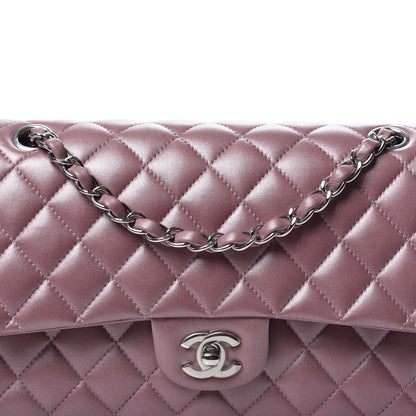 Chanel Metallic Lambskin Quilted Medium Double Flap Pink 10 of 10