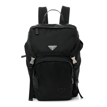 Prada Re-Nylon Saffiano Logo Double Buckle Backpack Black 1 of 10