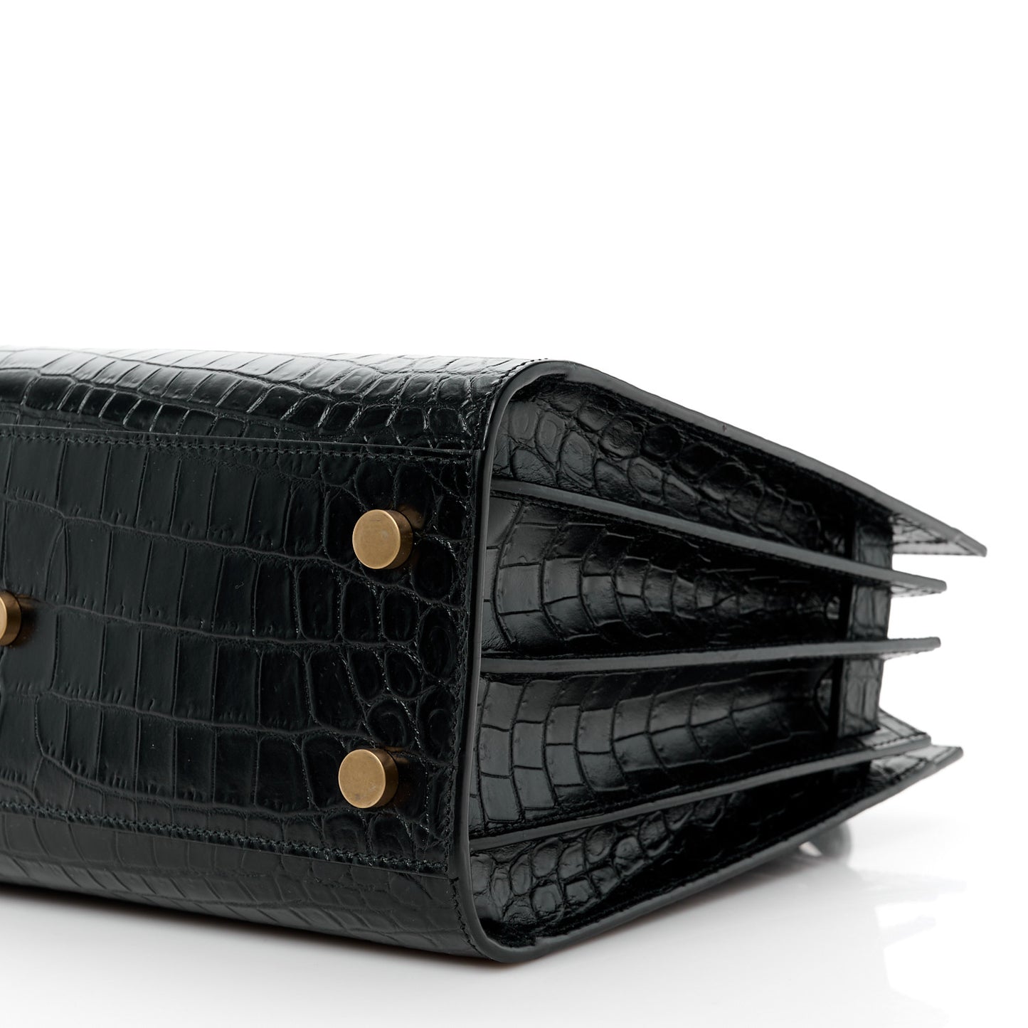 Calfskin Crocodile Embossed Baby Sac De Jour Black